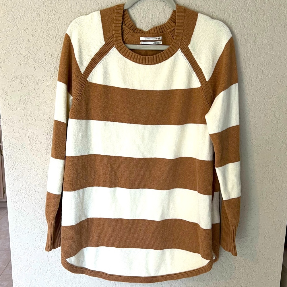 ANTHROPOLOGIE Stripe Crewneck Tunic Sweater Size Large